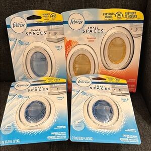 NEW bundle of Febreze Small Spaces Air Fresheners Linen & Sky and Hawaiian Aloha